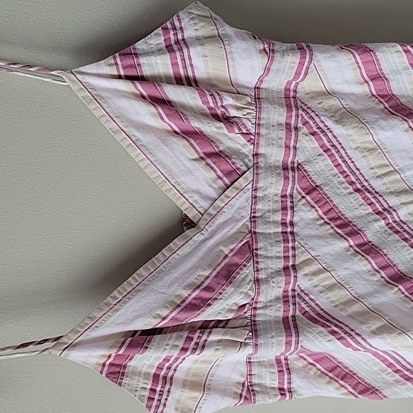 Tommy Hilfiger Spaghetti Straps Striped Pink and White Women's Midi Cotton Dress - Picture 2 of 12